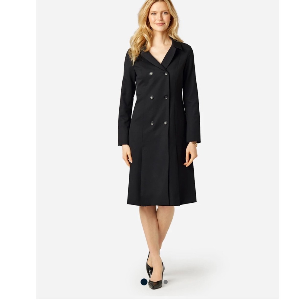 Pendleton Navy Blue 100% Virgin Wool Double Breasted Pleated Coat Size 12 USA